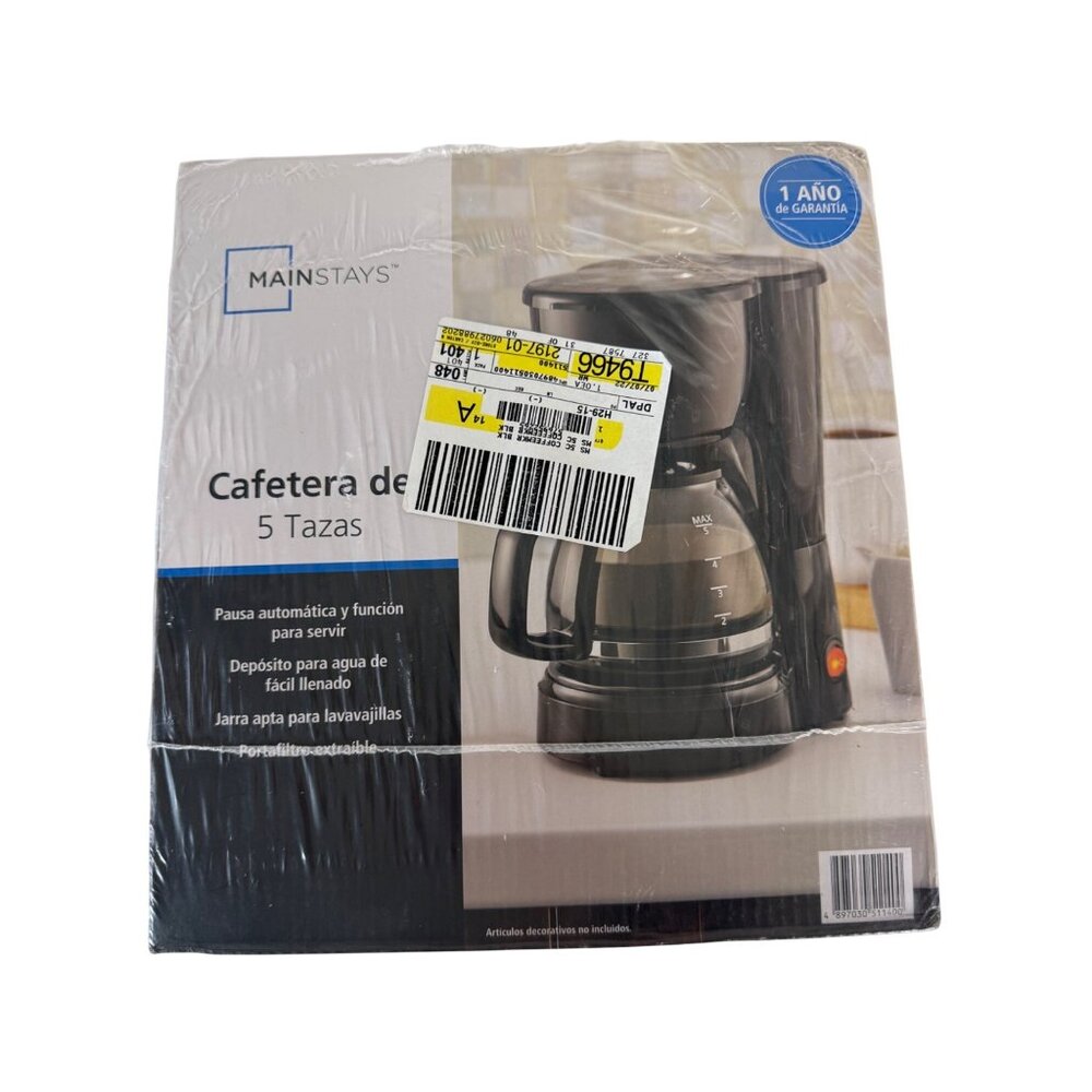 Mainstays 5 Cup Coffee Maker Kitchen Appliance Brew Senior Living College Dorm - Picture 6 of 11